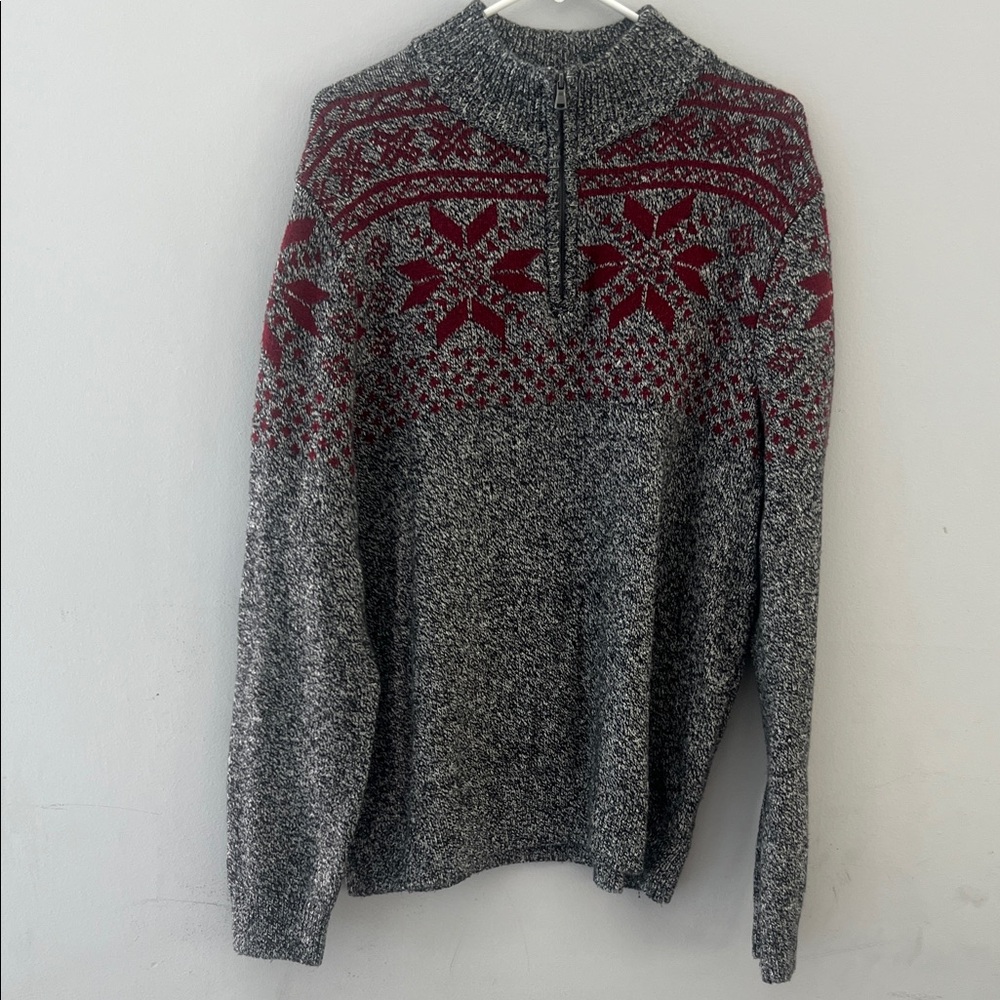 Croft & Barrow Gray and Red‎ Zip-Up Sweater.   CAJA # 3